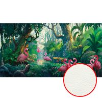 Фреска Ortograf Paradise 32239 Фактура флок FLK Флизелин (5,1*2,7) Зеленый/Розовый, Деревья/Птицы арт-32239 (флок FLK) — фото 1, Фрески