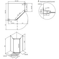 Душевой уголок Migliore Diadema Penta 100x100 профиль Бронза стекло матовое с декором арт-24166 — фото 4, Душевые уголки трапеция