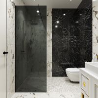 Душевая перегородка STWORKI Берген 80 MV-BE-80-BL-T профиль Черный матовый стекло тонированное арт-583053 — фото 2, Душевые перегородки