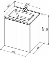 Тумба под раковину Aquanet Алвита New 60 подвесная Дуб Веллингтон арт-277525 — фото 5, Тумбы под раковину