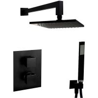 Душевая система Paffoni Elle с термостатом Черная матовая арт-KITLEQ518NO/M — фото 1, Встраиваемые душевые комплекты