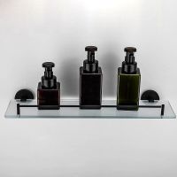 Стеклянная полка Frap F302 Черная матовая арт-F30207 — фото 6, Полки для ванной и душа