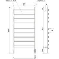 Электрический полотенцесушитель Point Селена П8 500x1000 диммер справа Графит премиум арт-PN16850GR — фото 3, Электрические полотенцесушители