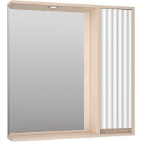 Зеркало со шкафом Brevita Balaton 80 R с подсветкой Белое матовое Бежевое матовое арт-BAL-04080-03-01П — фото 1, Зеркальные шкафы в ванную