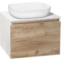 Тумба под раковину Runo Бари 60 подвесная Крафт дуб Белая арт-00-00001374 — фото 1, Тумбы под раковину