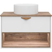 Тумба под раковину Brevita Bergen 80 подвесная Белая матовая Дуб Галифакс олово арт-BER-07080-19-01-1Я — фото 2, Тумбы под раковину