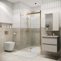 Душевая дверь Grossman Classic 110 профиль Золото сатин стекло прозрачное арт-100.K33.04.110.32.00 — фото 3, Раздвижные душевые двери