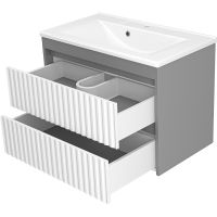 Тумба с раковиной Brevita Balaton 80 подвесная Белая матовая Серая матовая арт-УТ000012299 — фото 4, Тумбы с раковиной