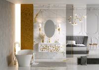 Тумба под раковину Clarberg Elegance 120 подвесная Белая матовая Золото арт-EL0112GL — фото 3, Тумбы под раковину