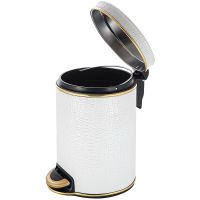 Ведро для мусора Geralis Croco Белое, кант Золото, 5 л арт-V-KWG-B — фото 2, Мусорные ведра