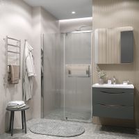 Душевая дверь Grossman Pragma 110 профиль Хром стекло шиншилла арт-100.K33.03.110.10.02 — фото 4, Распашные душевые двери