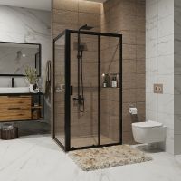 Душевой уголок Niagara Nova 110х90 профиль Черный стекло прозрачное арт-NG-82-11AB-A90B — фото 1, Прямоугольные душевые уголки