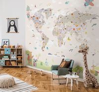 Фреска детская Ortograf Little Friends 34379 Фактура флок FLK Флизелин (4*3) Бежевый/Розовый, Карты/Город арт-34379 (флок FLK) — фото 3, Фрески