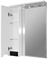 Зеркало со шкафом Mixline Прометей 65 L с подсветкой Белое арт-534972 — фото 2, Зеркальные шкафы в ванную