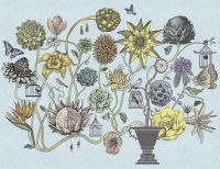 Фреска Ortograf Grafika Natura 31530 Фактура бархат FX Флизелин (3,5*2,7) Голубой/Разноцветный, Цветы/Абстракция арт-31530 (бархат FX) — фото 2, Фрески