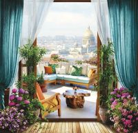 Фреска Ortograf Городской пейзаж 6533 Фактура бархат FX Флизелин (2,8*2,7) Разноцветный, Город арт-6533 (бархат FX) — фото 2, Фрески