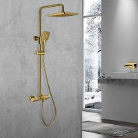 Душевая система Vincea Next с термостатом Брашированное золото арт-VSFS-1N1TBG — фото 2, Душевые стойки