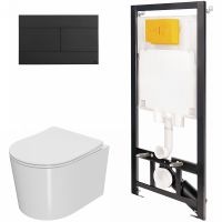 Комплект унитаза с инсталляцией Point Веста с сиденьем Микролифт и Черной матовой клавишей смыва арт-886914SLO3+PN41701 — фото 1, Комплекты унитаз + инсталляция