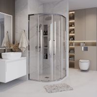 Душевой уголок Grossman Cosmo 100х100 профиль Хром стекло прозрачное арт-301.K33.02.1010.10.00 — фото 1, Душевые уголки четверть круга