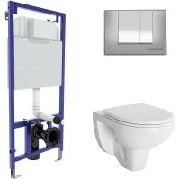 Комплект унитаза с инсталляцией Berges Novum с сиденьем Микролифт и клавишей смыва Хром глянецевый арт-042427 — фото 1, Комплекты унитаз + инсталляция