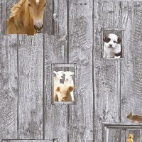 Обои детские AS Creation Little Stars Винил на флизелине (0,53*10,05) Серый/Коричневый, Животные арт-35842-1 — фото 1, Обои для стен