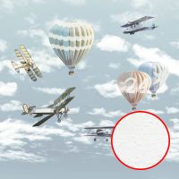 Фреска детская Ortograf Для самых маленьких 32904 Фактура бархат FX Флизелин (2,7*2,7) Голубой/Разноцветный, Самолеты/Воздушные шары арт-32904 (бархат FX) — фото 1, Фрески