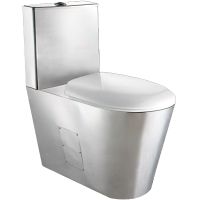 Унитаз компакт Nofer Нержавеющая сталь матовая с бачком и сиденьем арт-13016.S — фото 1, Напольные унитазы