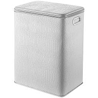 Корзина для белья Geralis Croco Белая, кант Хром, большая арт-KWH-S — фото 1, Корзины для белья