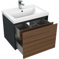 Тумба под раковину Cersanit Grande 60 подвесная Черная Орех арт-64759 — фото 4, Тумбы под раковину