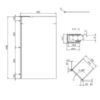 Шторка на ванну AM.PM Gem 80 профиль Хром стекло матовое арт-W90BS-080-140CM — фото 7, Неподвижные шторки для ванной