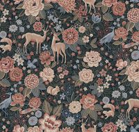 Обои LOYMINA British Style Forest Винил на флизелине (1*10,05) Бежевый/Розовый/Синий, Цветы/Животные арт-BRIT3 018 — фото 2, Обои для стен