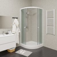 Душевой уголок Parly 80x80 9443 профиль Белый стекло матовое арт-ZF81 — фото 2, Душевые уголки четверть круга