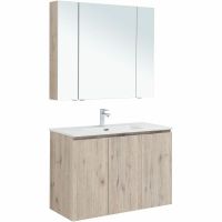 Комплект мебели для ванной Aquanet Алвита New 100 подвесной Дуб веллингтон белый арт-274533 — фото 1, Комплекты мебели для ванной