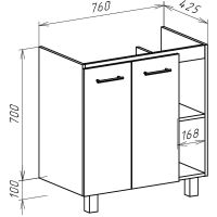 Тумба под раковину Bellezza Рона 80 R Натуральный дуб Белая арт-4634113030508 — фото 4, Тумбы под раковину