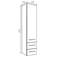 Шкаф пенал 1MarKa Соната 35 L подвесной Белый глянцевый арт-У78470 — фото 6, Пеналы для ванной комнаты