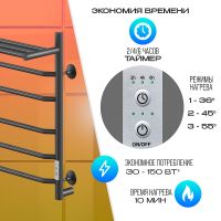 Электрический полотенцесушитель Ника Way-3 60/50 U с полкой Черный матовый арт-WAY-3 60/50 с/п черн U — фото 3, Электрические полотенцесушители