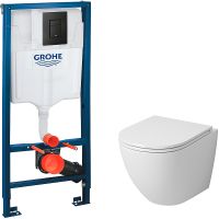Комплект унитаза Grossman GR-4455S с инсталляцией Grohe Rapid SL 38811KF0 с сиденьем Микролифт и Черной матовой клавишей смыва арт-GR-4455S+38811KF0 — фото 1, Комплекты унитаз + инсталляция