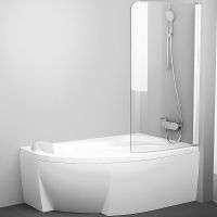 Шторка на ванну Ravak Chrome CVSK1 Rosa 140/150 R профиль Белый стекло Transparent арт-7QRM0100Y1 — фото 2, Шторки для ванной распашные