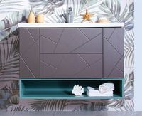 Тумба под раковину Бриклаер Кристалл 100 подвесная Софт Графит Ясень Анкор темный арт-4627125414565 — фото 12, Тумбы под раковину