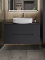 Тумба с раковиной Orange Line 100 подвесная Графит матовый арт-Li-100TugMDF+B04-600W — фото 3, Тумбы с раковиной