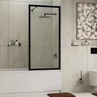 Шторка на ванну WasserKRAFT Abens 80 20W01-80 MB Fixed WasserSchutz профиль Черный матовый стекло прозрачное арт-20W01-80MB — фото 4, Неподвижные шторки для ванной