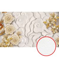 Фреска Ortograf 3D 30737 Фактура бархат FX Флизелин (4,5*2,7) Бежевый/Золото, Цветы/Абстракция арт-30737 (бархат FX) — фото 1, Фрески