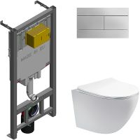 Комплект унитаза Aquatek Европа AQ1900-00 с сиденьем Микролифт и инсталляцией Jacob Delafon E29025-NF+E4316-CP с клавишей смыва Хром арт-AQ1900-00+E29025-NF+E4316-CP — фото 1, Комплекты унитаз + инсталляция