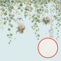 Фреска Ortograf Aurora 34102 Фактура флок FLK Флизелин (5*3) Голубой/Зеленый, Цветы/Птицы арт-34102 (флок FLK) — фото 1, Фрески