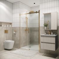 Душевая дверь Grossman Classic 110 профиль Золото сатин стекло прозрачное арт-100.K33.04.110.32.00 — фото 4, Раздвижные душевые двери