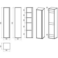 Шкаф пенал Brevita Dallas 35 подвесной Дуб Галифакс олово арт-DAL-05035-31 — фото 12, Пеналы для ванной комнаты