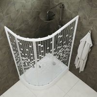 Душевой уголок Triton Коралл 120х80 А R профиль Белый стекло прозрачное с узором арт-Щ0000061781 — фото 2, Асимметричные душевые уголки