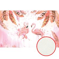 Фреска Ortograf Paradise 32250 Фактура флок FLK Флизелин (4,3*2,7) Розовый, Листья/Птицы арт-32250 (флок FLK) — фото 1, Фрески