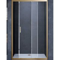 Душевая дверь Vincea Alpha 130 профиль Брашированное золото стекло прозрачное арт-VDS-3AL130CLG — фото 1, Раздвижные душевые двери