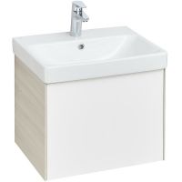 Тумба под раковину Aquaton Асти 55 подвесная Белая глянцевая Ясень шимо арт-1A263101AXD70 — фото 1, Тумбы под раковину